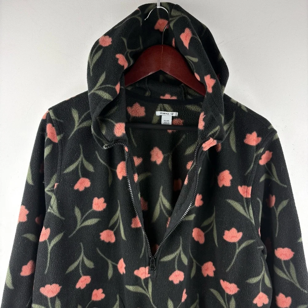 O'Neill Women's Half Zip Fleece Floral Pullover Hoodie Jacket Casual Comfy XL - Picture 4 of 8